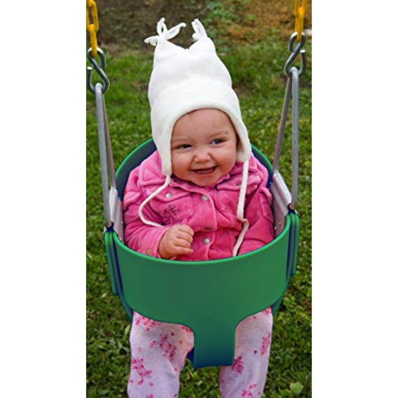 Eastern Jungle Gym Heavy-Duty High Back Full Bucket Toddler Swing Seat | Coated Swing Chains Fully Assembled | Green Swing Set Accessory