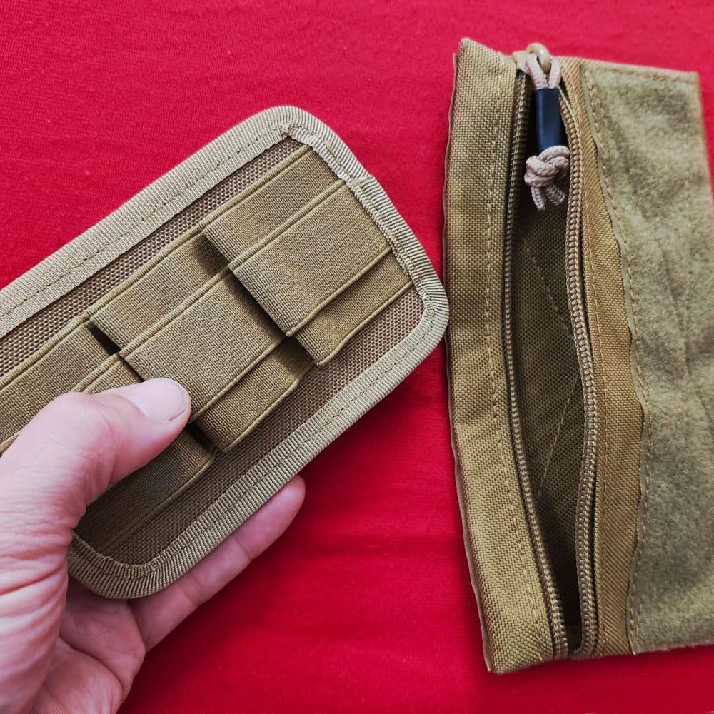 2pcs Tactical Tool Zipper Pouch EDC Elastic Organizer Holder, Expansion Pouch Utility Bag Insert Attachment with Hook Plate Backed, Storage Pocket Set for Tactical Vest Chest Rig Backpack (Black)