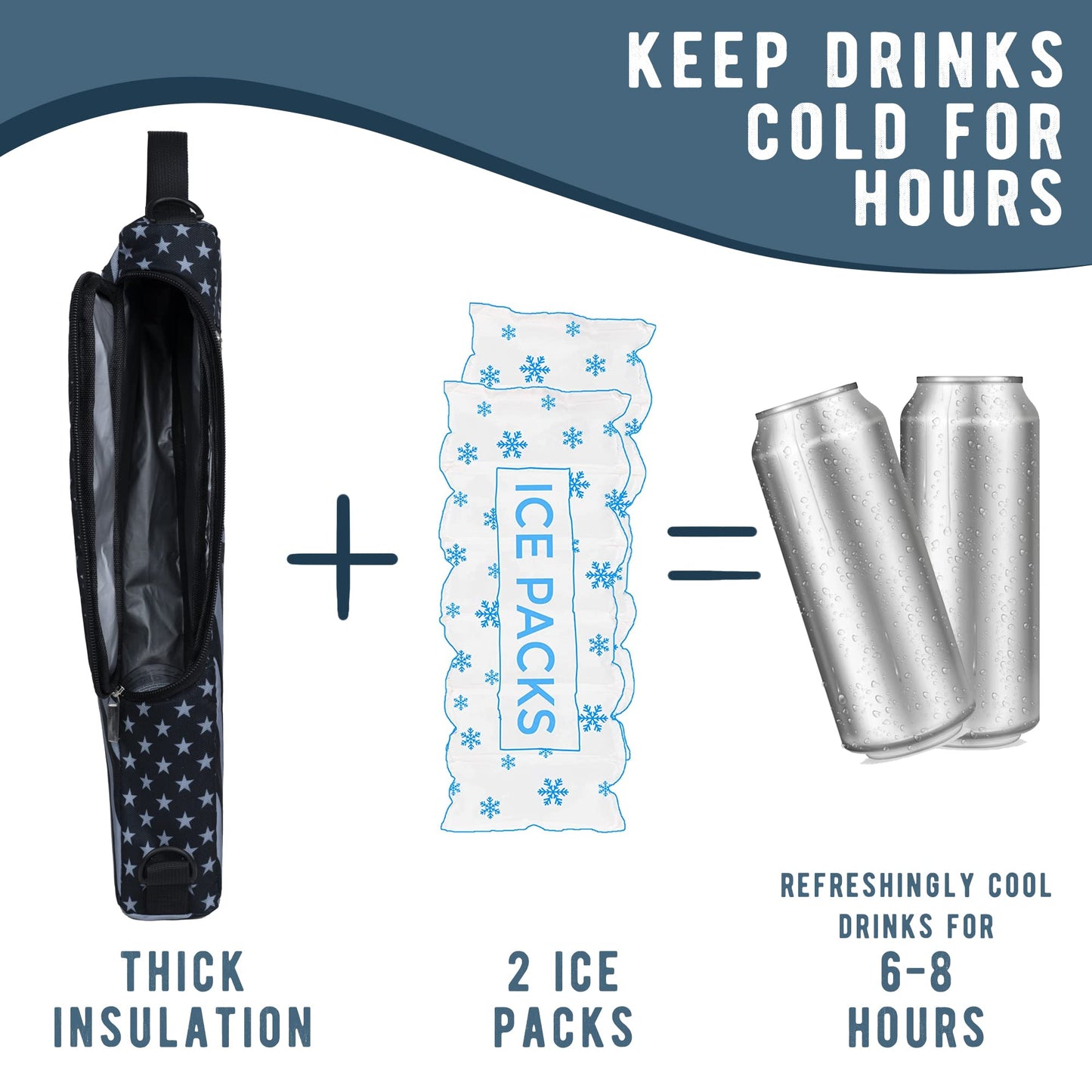 Golf Cooler Bag Plus Ice Pack Soft Sided Insulated Cooler Bag- Holds 6 Pack of Cans or 2 Wine Bottles - Grey Camo Golf Beer Sleeve Black Fits Discreetly in Golf Bags