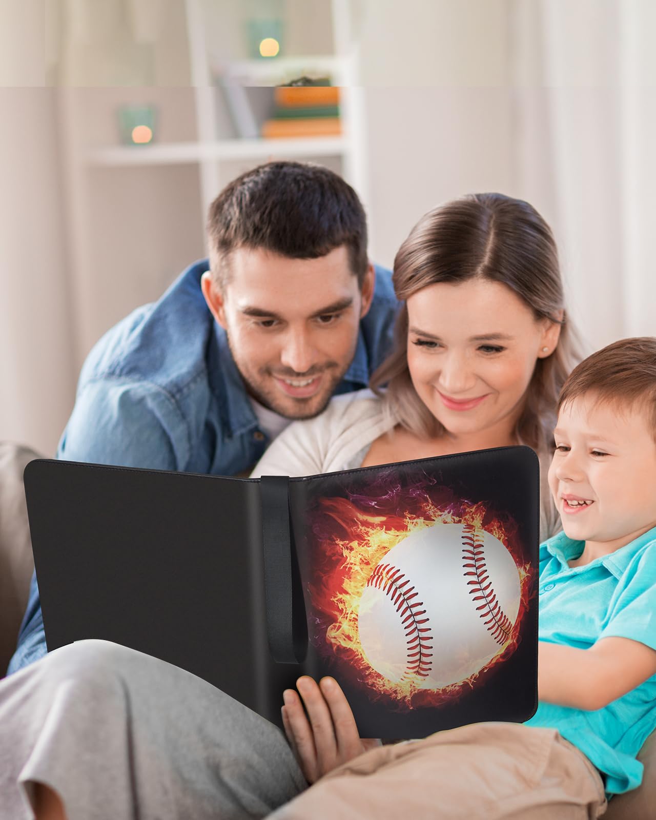 Baseball Card Binder 810 Pockets - Lictin Baseball Card Holder, Collectible Trading Card Albums with 45 Removable Sleeves (Baseball-Fire)