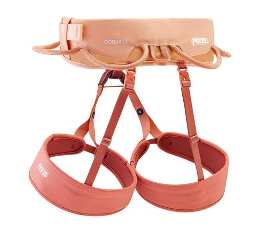 PETZL CORAX LT WOMEN comfortable, durable women's harness for a variety of climbing objectives, XS, coral sand