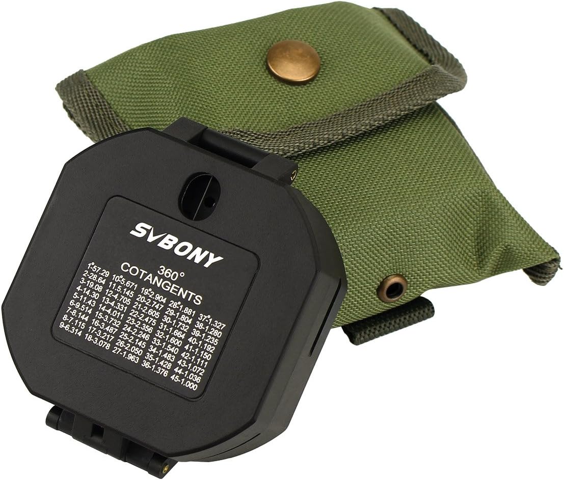 SVBONY Camping Military Compass Pocket Transit Multifunction Compass Lensatic Sighting Fluorescent Waterproof for Hunting Hiking with Strap