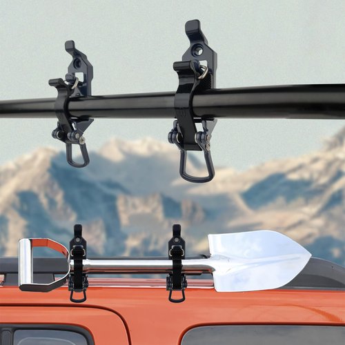 4 PCS Shovel Mount for Roof Rack Overland Gear Rotopax Mount Shovel Holder for Truck Tool Holder,Rubber Clamp Grip Mounting Kit Fits Shovel Holder Wall Mount, and Pole Clamp