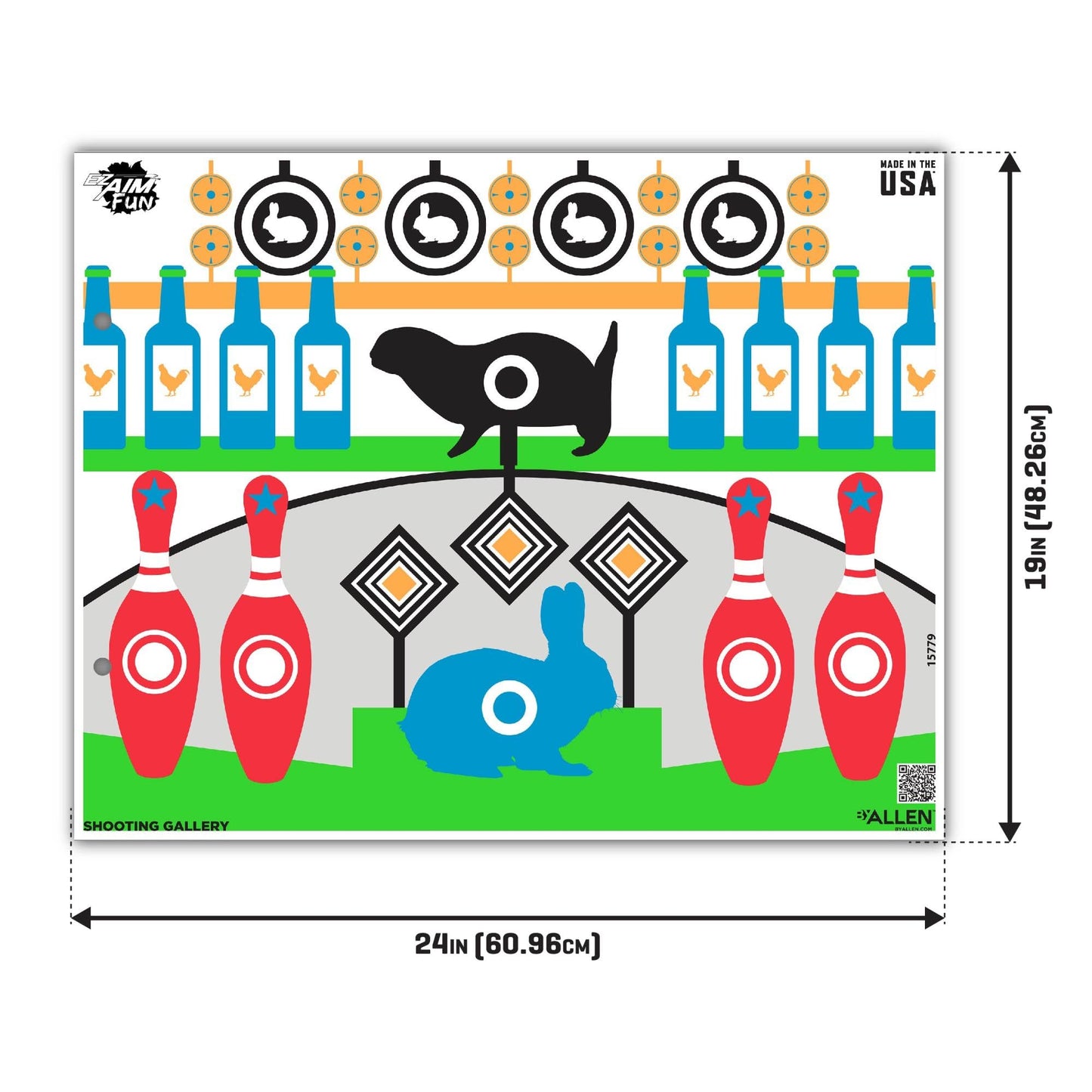 EZ Aim Fun Gallery Paper Shooting Target, 23" x 19," 4-Pack, Multi