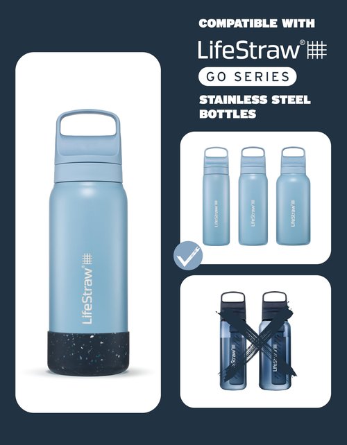 LifeStraw Go Series Silicone Base, 24oz Stainless Steel Accessory, Laguna Teal