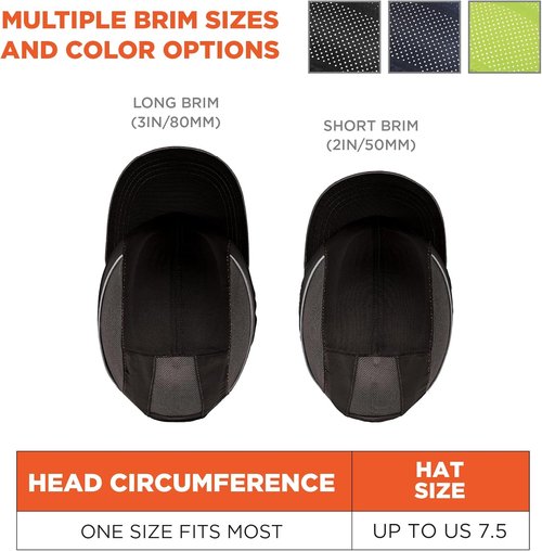 Ergodyne - 8960 Short Brim Blk Bump Cap Led Lighting Tech (23370),Black