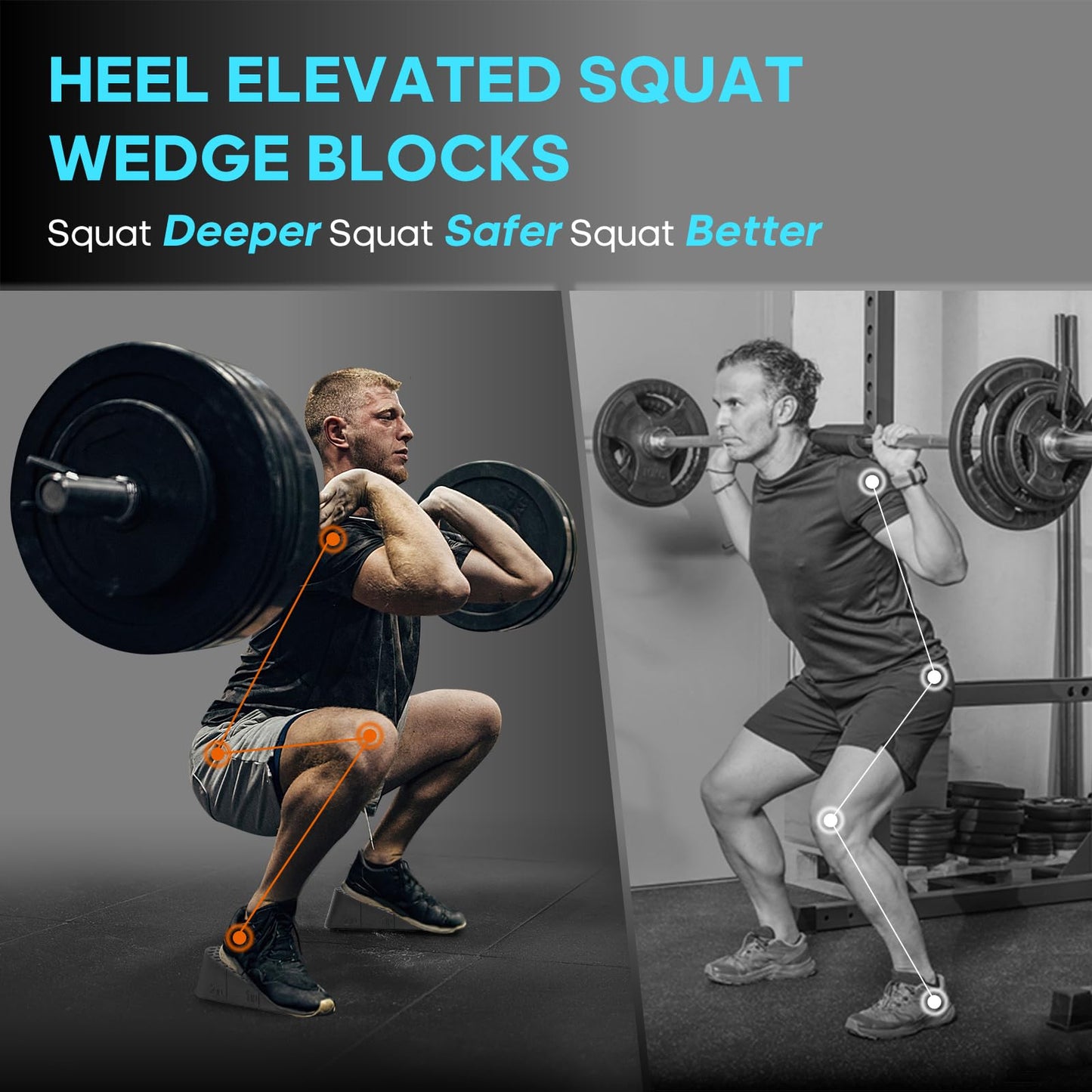 Squat Wedge Elevated Squats Block: Portable Knees Over Toes Ergonomic Equipment Calf Raise Exercise Platform for Full Range of Motion Improve Strength Stability and Mobility