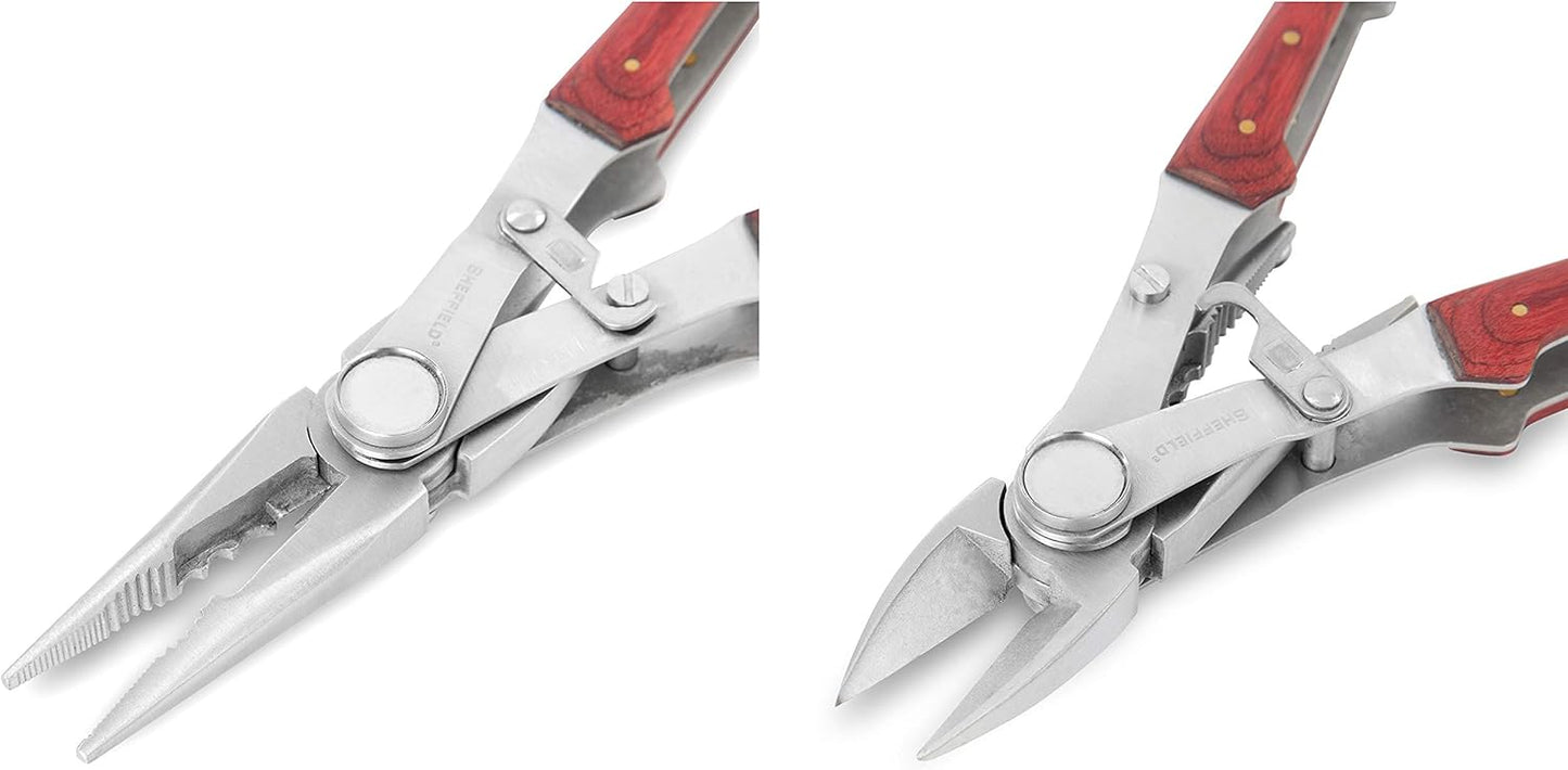 Sheffield 12301 Axe Multi Tool, 12-in-1 Camping Knives & Tools, Utility Tool Double Axe Head, Camping Tool, Stainless Steel Knife Multitool