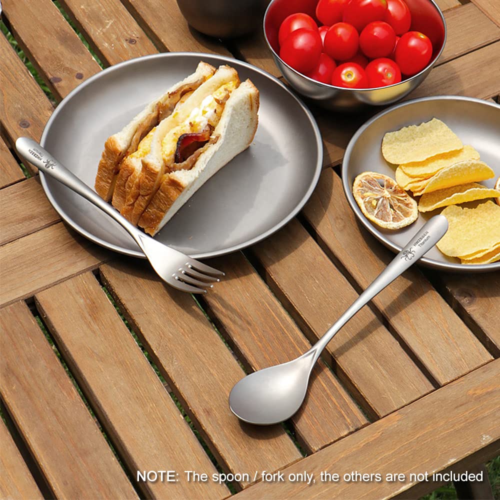 Funien Lightweight Titanium Fork for Home Outdoor Camping Hiking Picnic