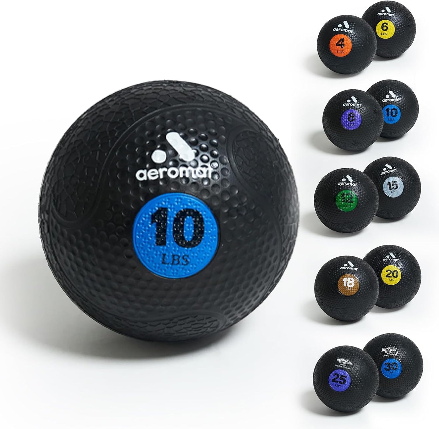 Aeromat Extreme Elite Medicine Balls for Exercise - 10" Diameter Workout Ball, Weighted Balls for Exercise, Weight Ball, Color-Coded Med Balls