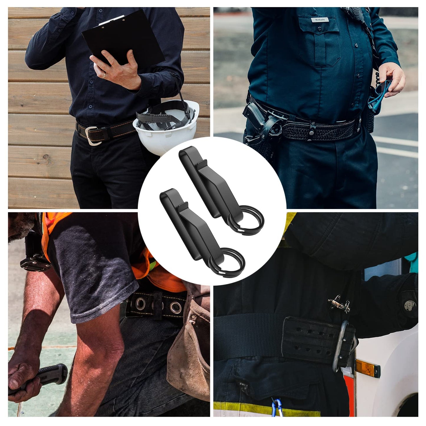Belt Key Holder Clip, Fits 1.5-2.25inch/3.8cm-5.7cm Standard or Extra Thick Duty Belts Quick Release Tactical Belt Key Holder Clip Designed for Police Prison Guards law enforcement fire agencie