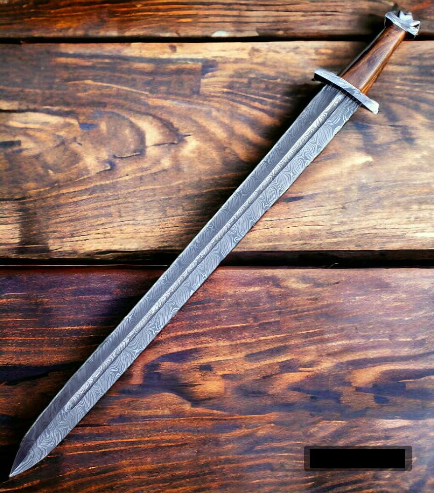 Wilson Roy Custom Damascus Steel Celtic Gladious Sword - 32" Long Dagger for Camping