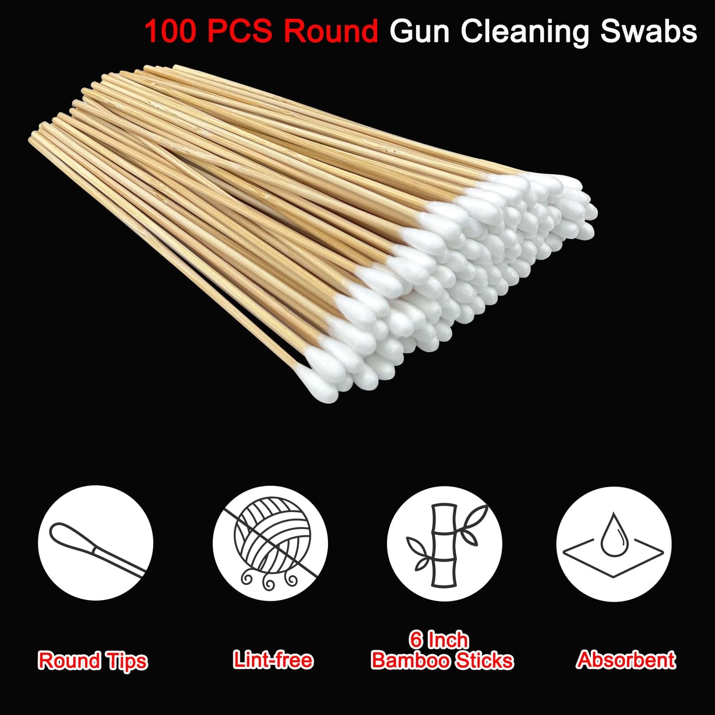Gun Cleaning Supplies - 2x2'' Gun Cleaning Patches and 6''Gun Cleaning Swabs Set - Handgun, Shotgun, Pistol and Rifle Cleaning & Maintenance Kit