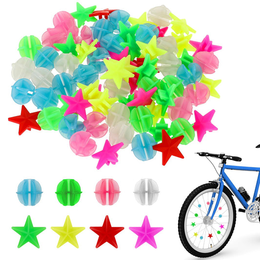 KALIONE 72 Pcs Bike Wheel Spokes Beads, Colorful Bike Spoke Decorations Glow in The Dark Plastic Bike Spokes Accessories Wheel Decorations Bicycle Spokes Accessories for Adult Girls (Mixed Colors)