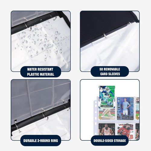 LOMONEH Soccer Card Binder 9 Pocket Fits 900 Cards, Trading Card Holder with 50 Removable Sleeves for 2024 Euro Soccer Cards,Hockey, Football, Basketball, Baseball, Sports, MTG, Games Trading Cards