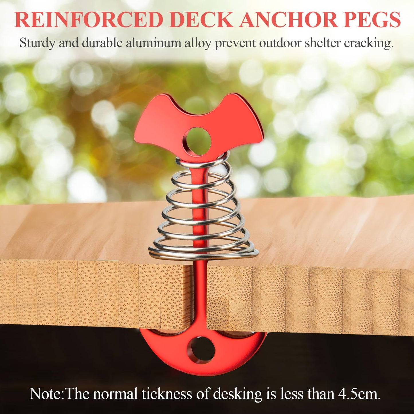 10pcs Deck Peg Deck Anchors with Carabiners, Aluminium Tie Down Tent Stakes,Rope Tightener with Spring Buckle Fishbone Anchor Pegs with Spring Buckle for Outdoor Camping Hiking