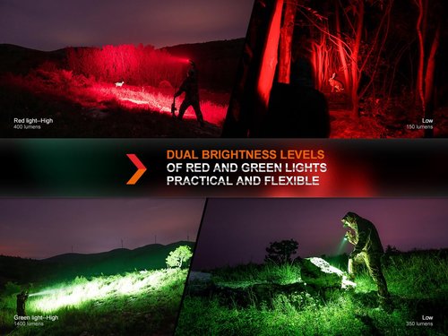 Fenix HT32 Tri-Color Hunting Light, 2500 Lumens 700 Yard Long Range Spotlight, USB-C Rechargeable for Hog Coyote Varmint Hunting with Extra Backup Battery and LumenTac Organizer