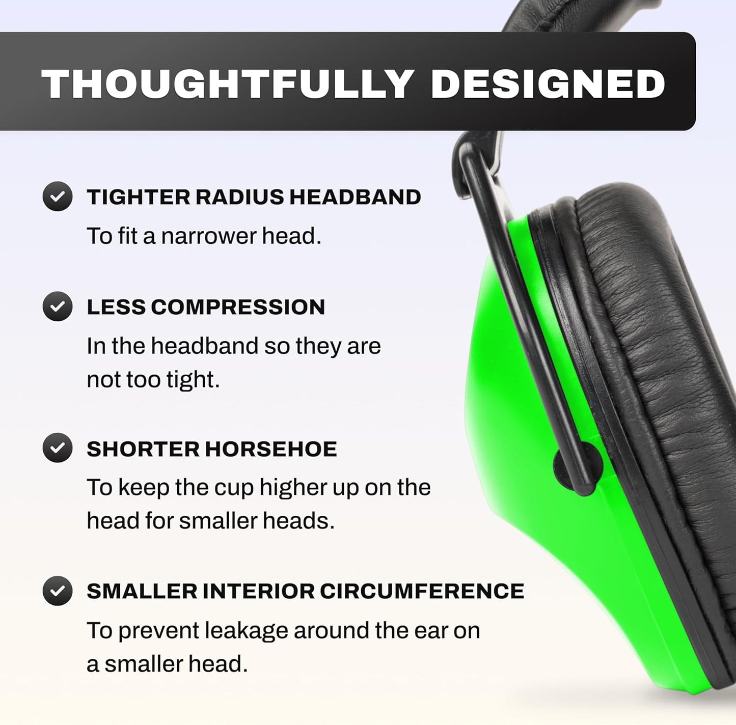 Pro Ears ReVO Passive Ear Muffs, Perfect for Children & Adults with Smaller Heads, NRR 25, Comfortable Fit w/Proform Leather