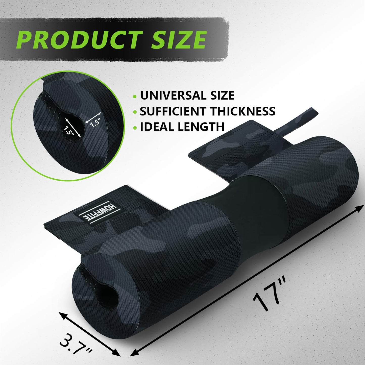Barbell Pad Hip Thrust Pad Squat Bar Foam Cushion for Glute Bridges and Lunges Fitness Provides Support to Neck and Shoulders Oxford Fabric Cover Blue Camo Style with Straps and Anti-Slide Design