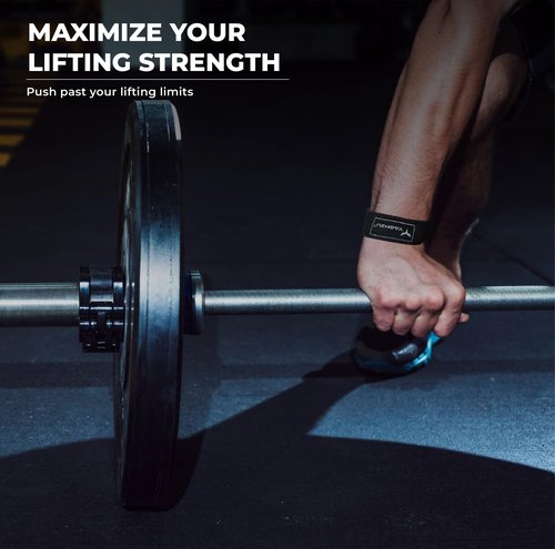YAGHZU Lifting Straps for Weightlifting, Bodybuilding, Powerlifting, Strength Training, & Deadlifts - Padded Neoprene 21 inch Cotton Lifting Wrist Straps, Gym Wrist Straps for Weight Lifting (Black)