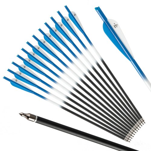 S F Crossbow Bolts Crossbow Arrows Carbon Archery for Hunting and Target Practice(Blue 12-Pack)
