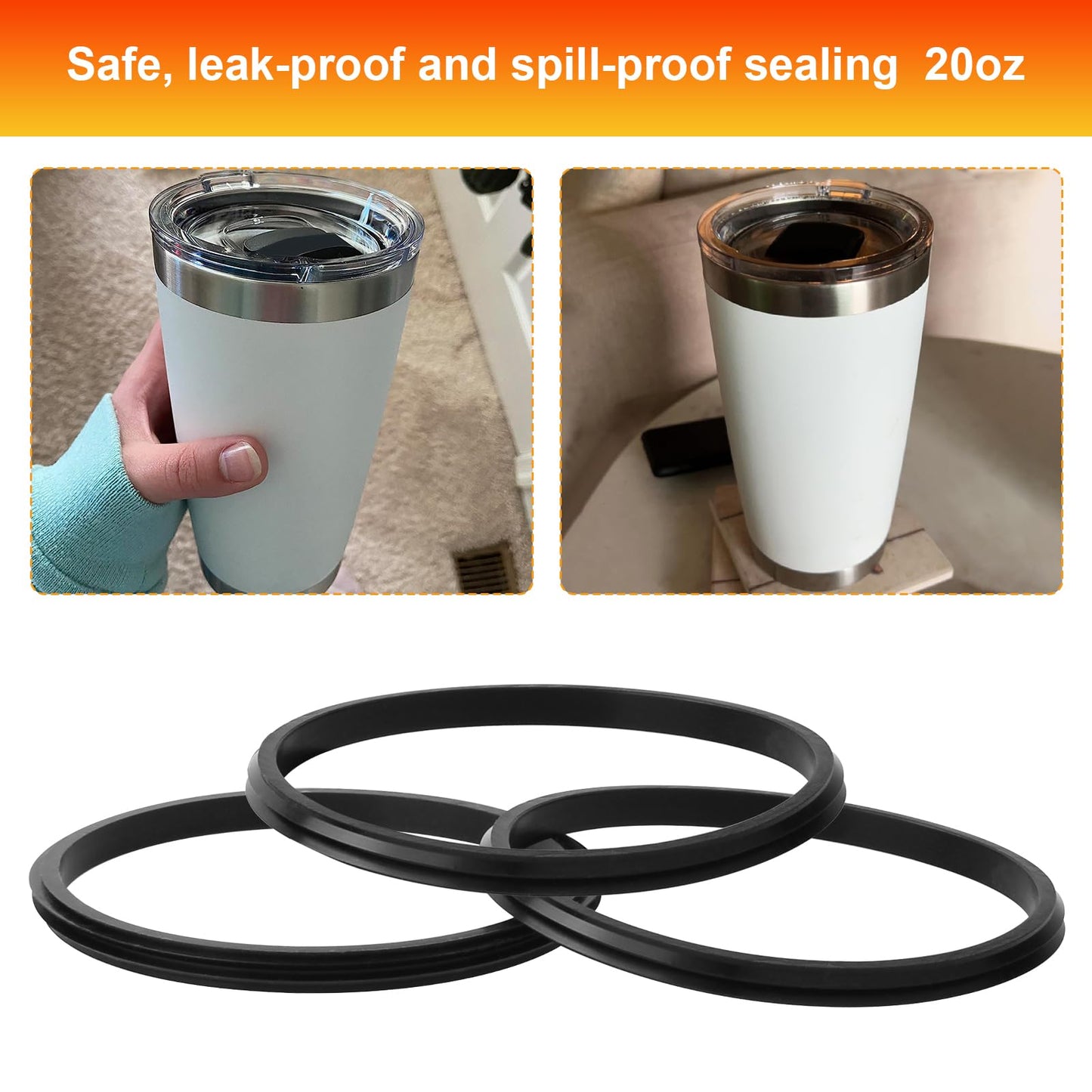 LEDBarz Replacement Rubber O Ring Seal Gaskets for Yeti Stainless Steel Vacuum Insulation Tumblers Spill Proof Lids(3 Pack)