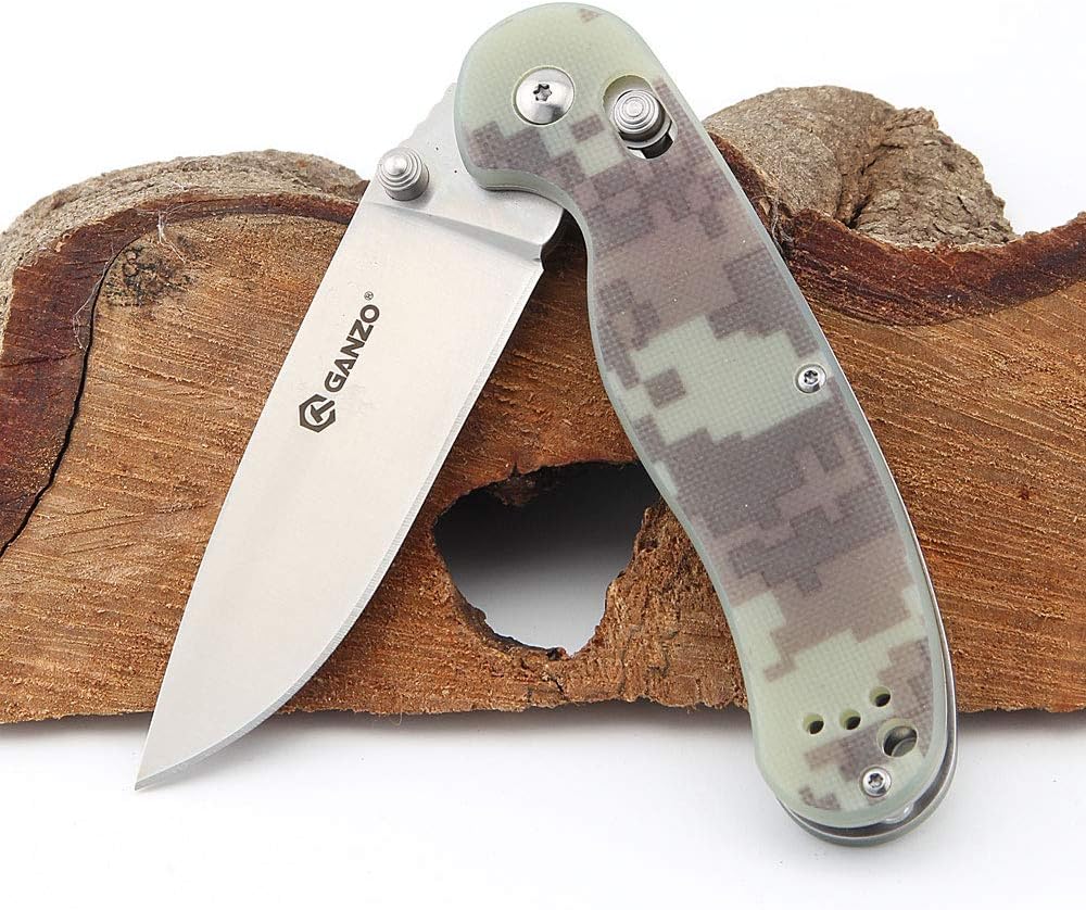Ganzo G727M-CA Folding Pocket Knife 440C Stinless Steel Blade G10 Handle Camping Hunting Fishing Camping Outdoor EDC Knife (Camouflage)