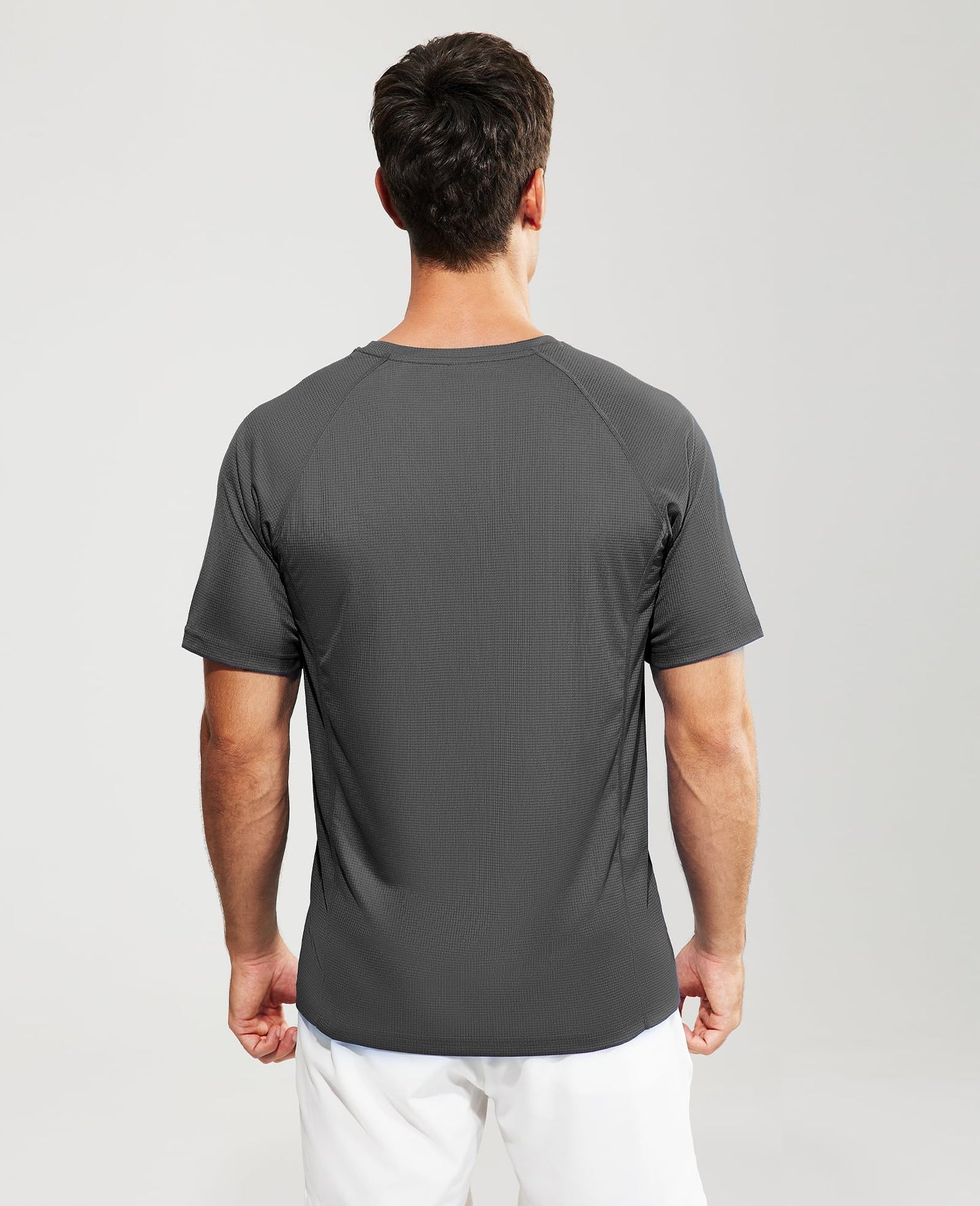 Haimont Men’s Gym T Shirts Short Sleeve Soft Breathable Moisture Wicking Dry Fit Active Sport Tennis Shirts Dark Grey, L