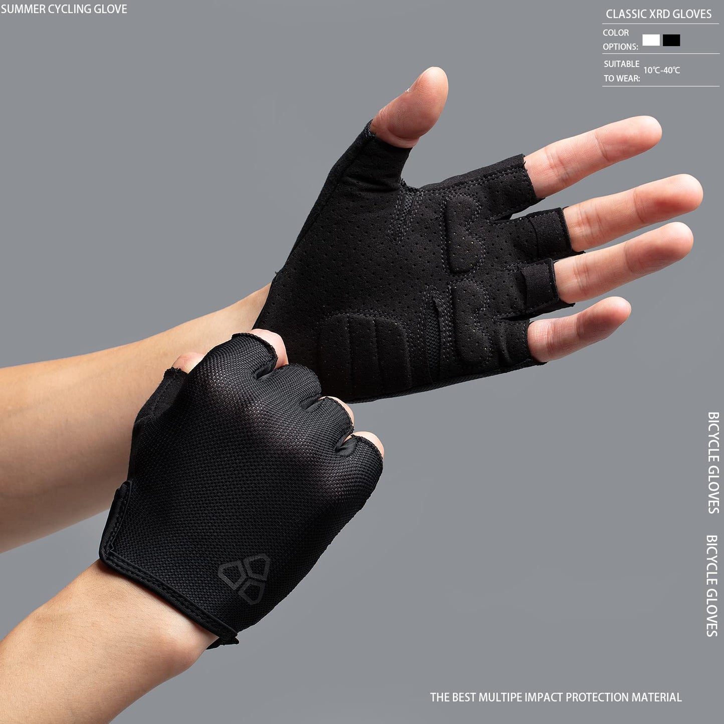 DUEECO Cycling Gloves - Anti-Slip, Shock-Absorbing XRD Pad, Light Weight Breathable MTB Biking Gloves for Men & Women (Black, X-Large(Palm Width 9-9.5cm))