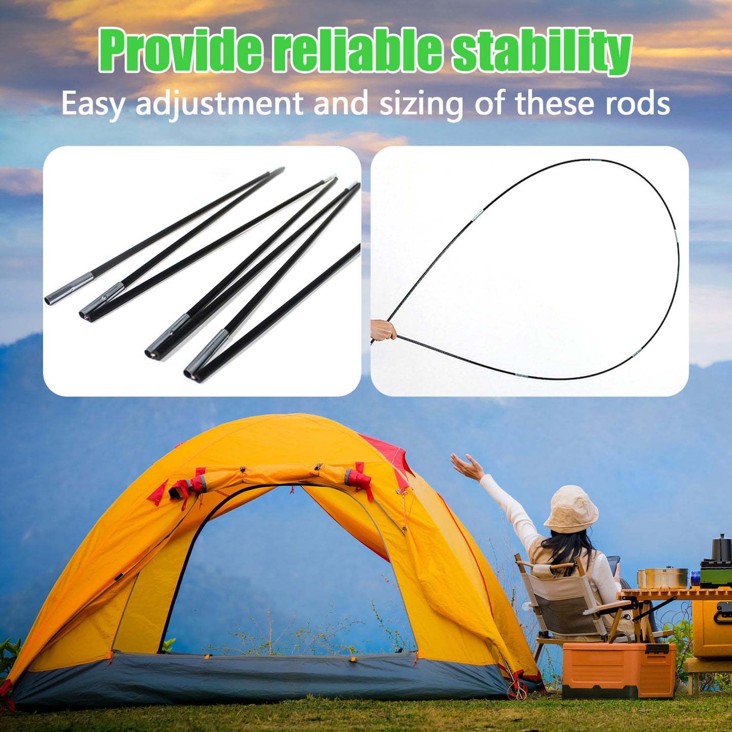 2PCSX20Feet Length,Tent Pole,Kids Tent Replacement Poles for Kids Tent , 9.5mm ,Hiking and Camping Tarp,Suitable for All Kinds of Outdoor Camping Tent;15 Poles Included; (2PCSX20Feet Length)