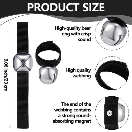 Gemscream 4 Sets Bear Bells with Whistle for Hiker, Loud Bear Bell with Magnetic Silencer and Emergency Whistle, Ideal for Hiking, Outdoor Camping, Survival, Biking, Fishing, Climbing