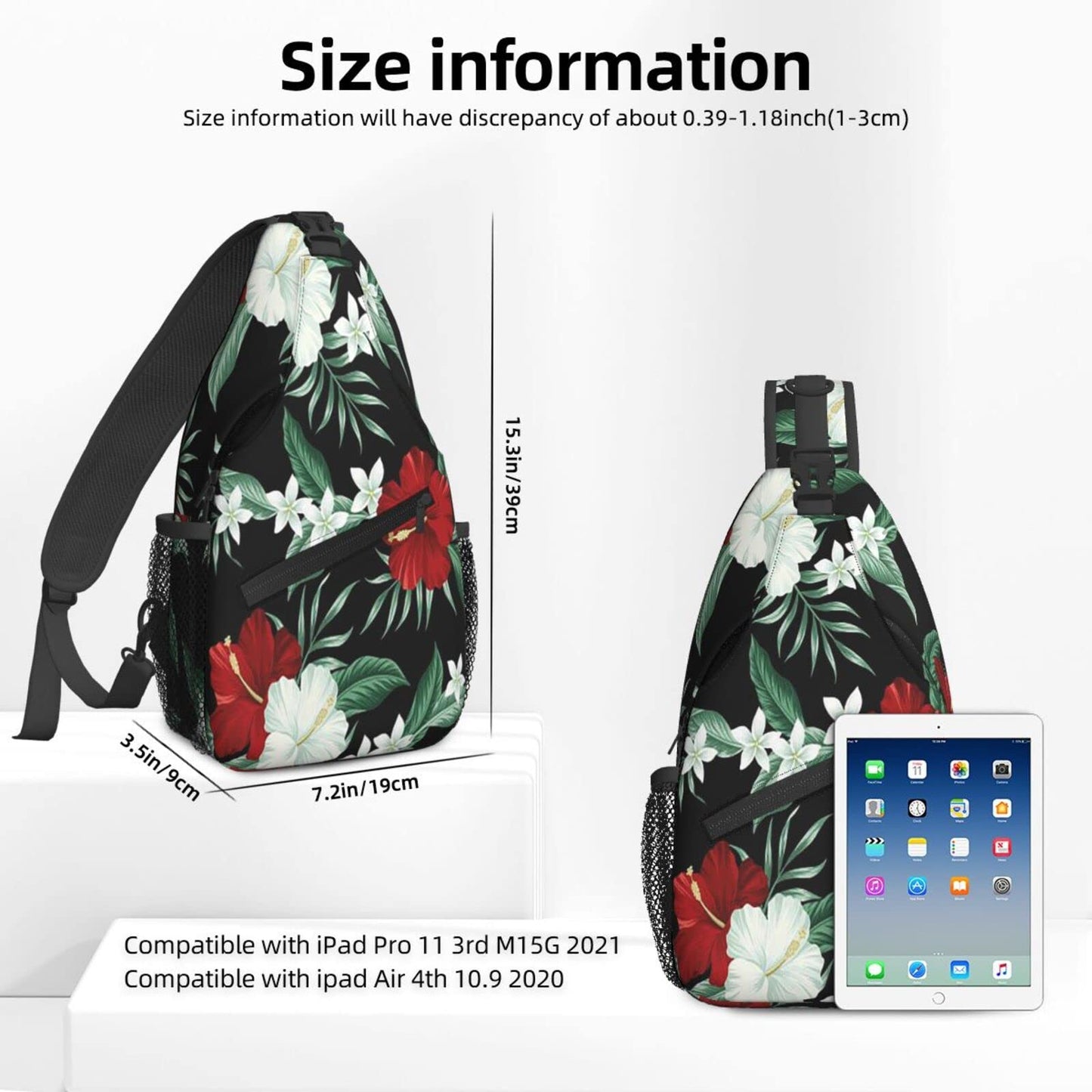 NiuKom Tropical Hawaiian Hibiscus Crossbody Bags for Women Trendy Sling Backpack Men Chest Shoulder Bag Gym Cycling Travel Hiking Daypack