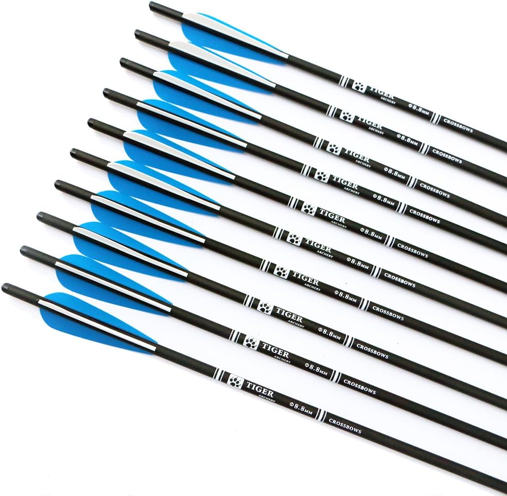 20inch Hunting Archery Carbon Arrow Crossbow Bolts with 4" vanes Feather and Replaced Arrowhead/Tip(Pack of 12) …