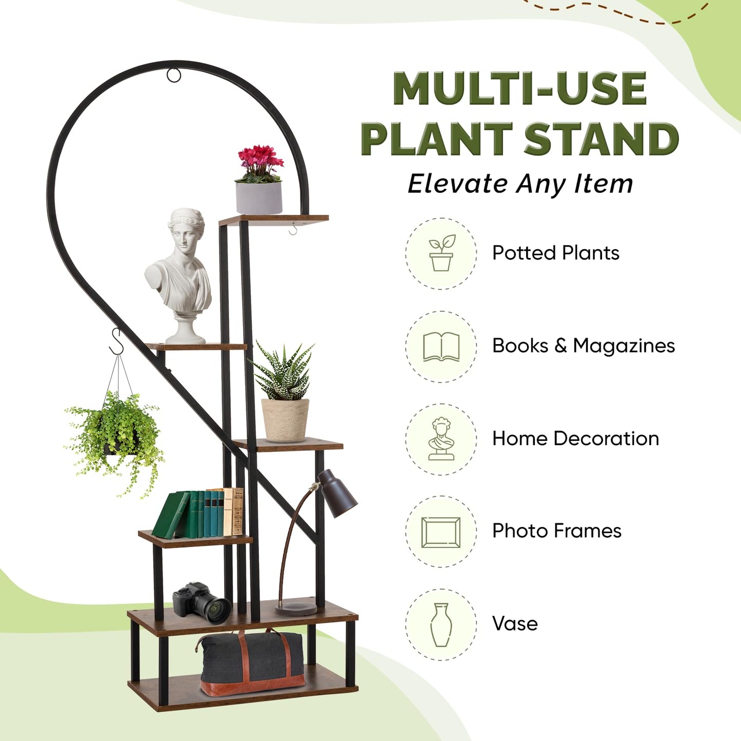 IDZO Premium 6 Tier Metal Plant Stand, Creative Heart Shape Ladder Plant Stands for Indoor Plants Multiple - High Capacity (2 pack)
