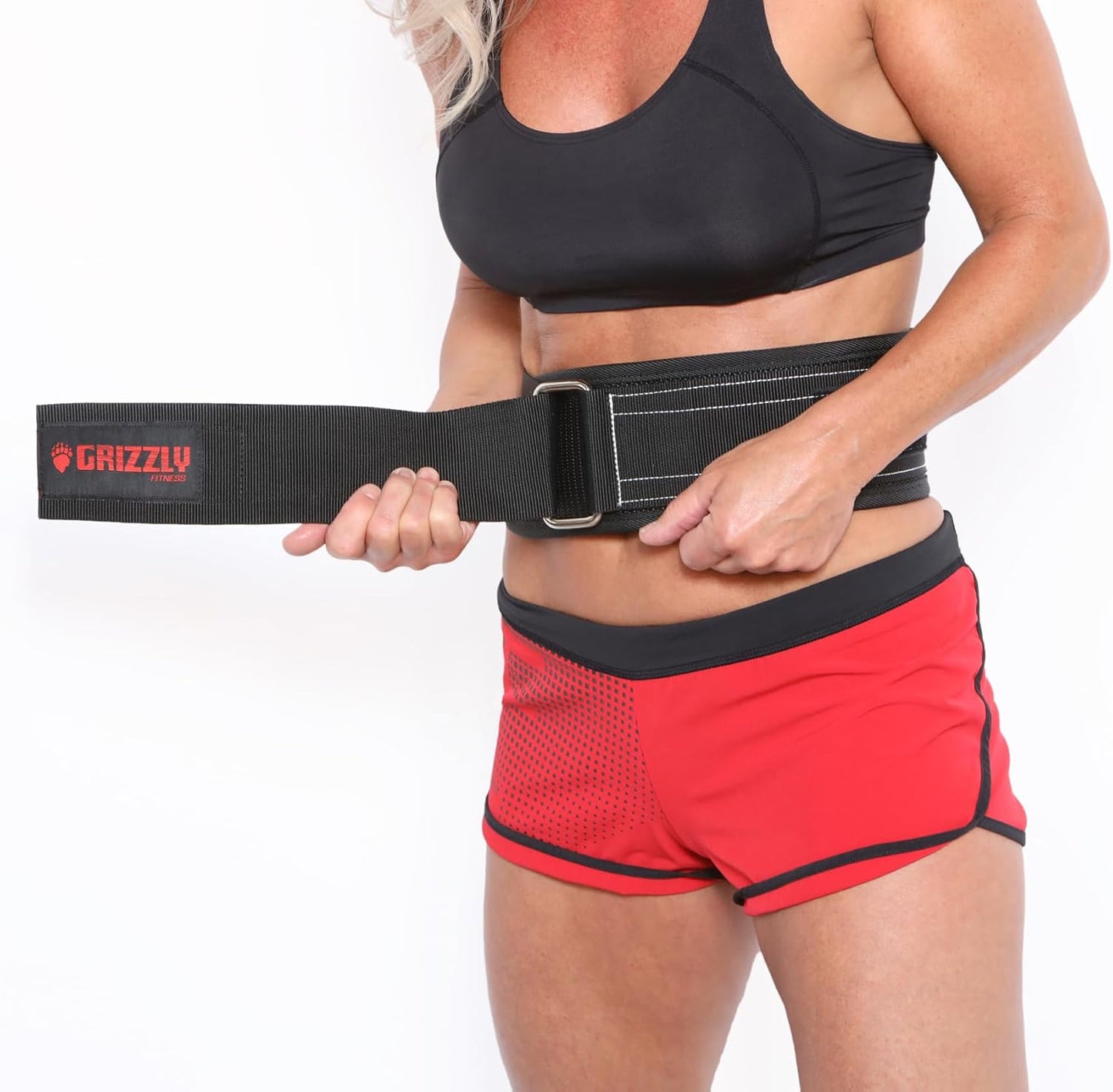 Grizzly Fitness 4" Bearhugger Nylon Weightlifting Belt | Intended for Lightweight Training | Polypropylene Sling Fabric With Military Web | Hook & Loop Closure | Roller Buckle