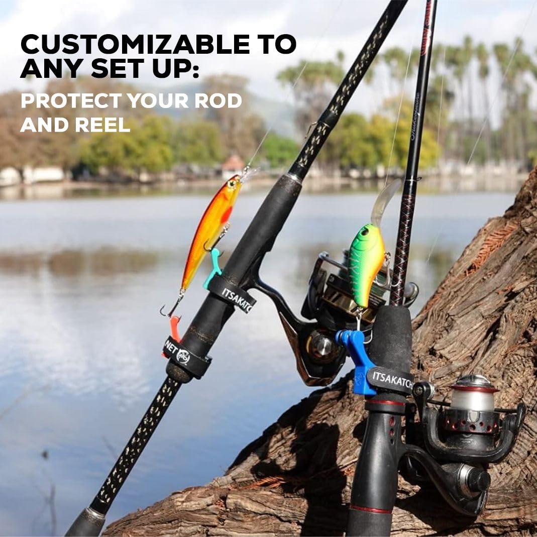 KATCH Hook Keeper for Fishing Rod: Regular & Mini Sizes - Secure Lure & Accessory Holder (Blue, Regular)
