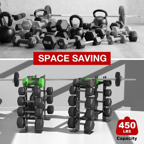 Dumbbell Rack Stand Only, Weight Rack for Dumbbells Strength Training Dumbbell Racks Red and Black 5 Tier 450LBS Capacity Weight Rack for Home Gym Weight Storage Organizer Racks, Suitable for 8-30 LBS (Black)