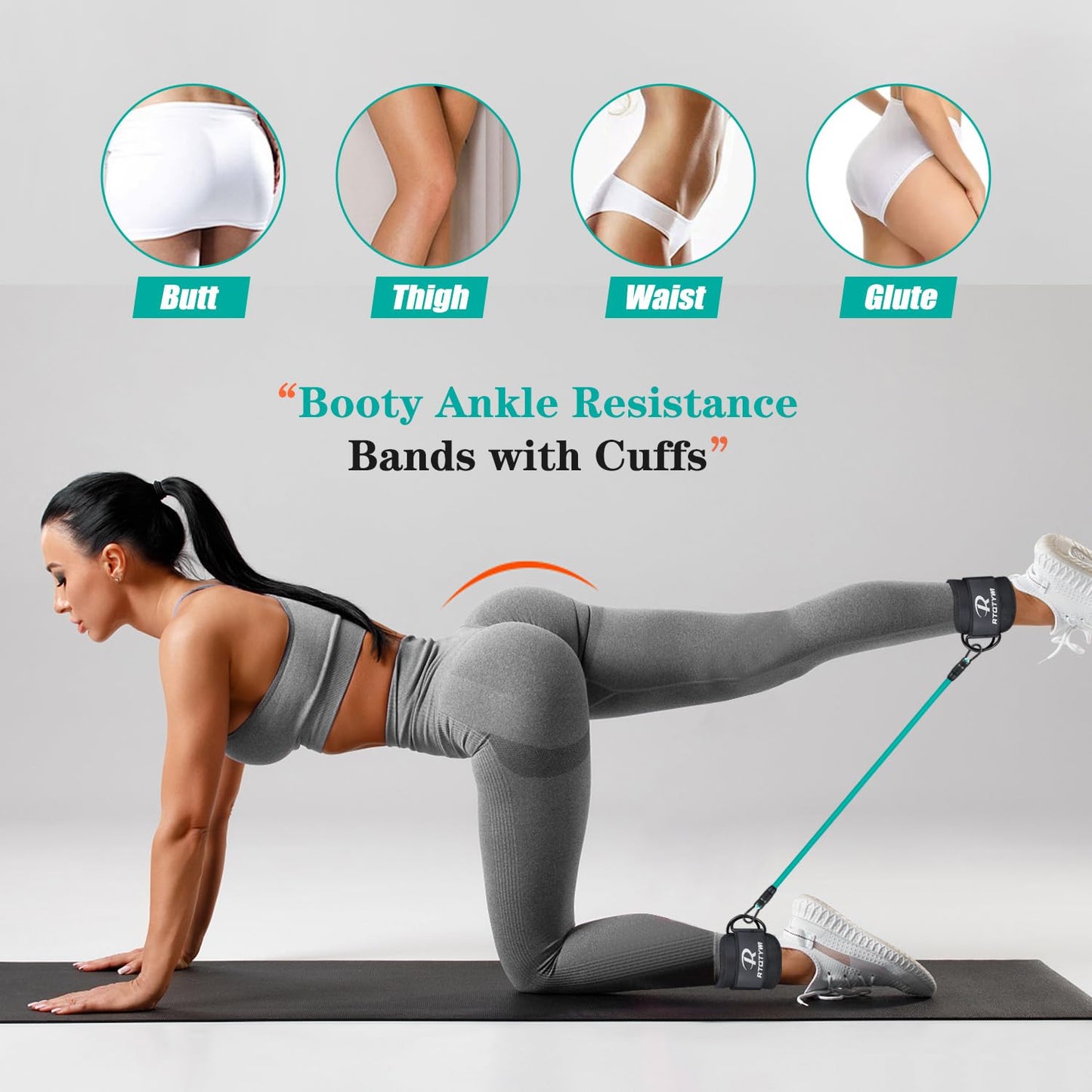 Ankle Resistance Bands Set - 60LB Adjustable Tube Bands for Glutes & Legs Workouts - 3 Different Pounds - Recoils & Ankle Strap for Women & Men