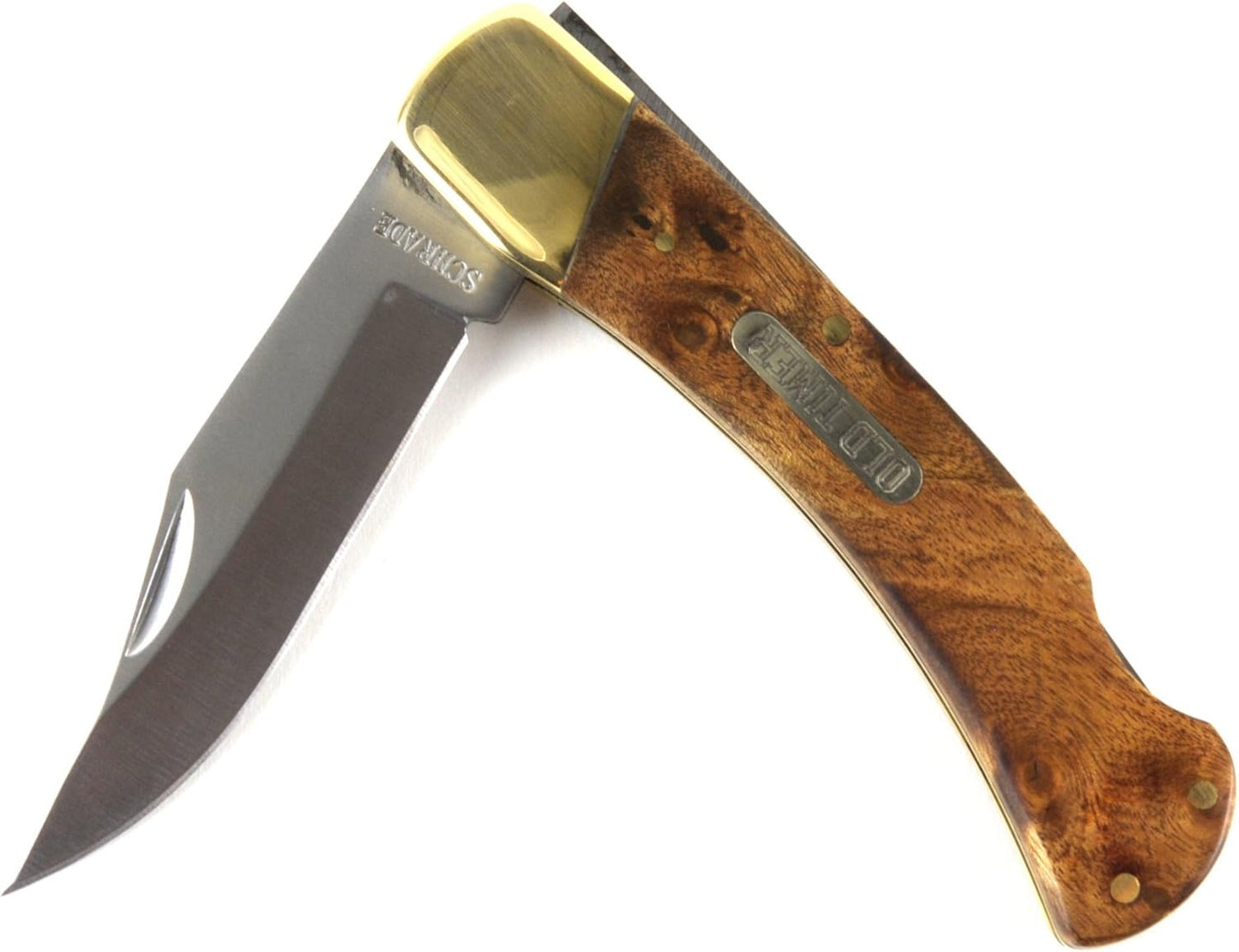 Schrade Old Timer 6OTW Golden Bear 8.7in S.S. Traditional Lockback Folding Knife with 3.9in Clip Point Blade and Wood Handle for Outdoor, Hunting, Camping and EDC