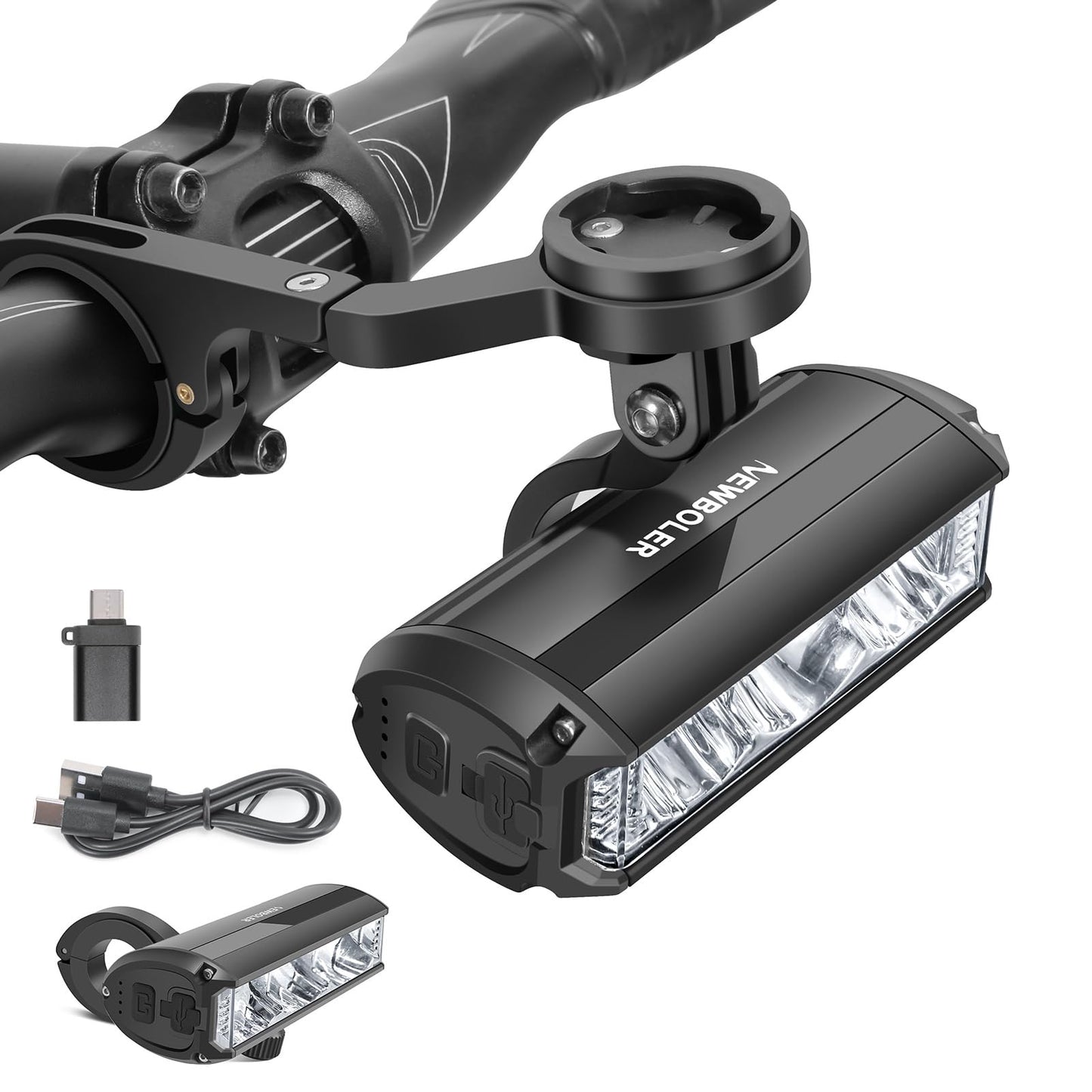 NEWBOLER Bike Lights for Night Riding - Bike Light with Bicycle Computer Mount, 3000 Lumen Bright Bike Headlight, 4000mAh Rechargeable Battery, IPX 5 Waterproof Bike Front Light