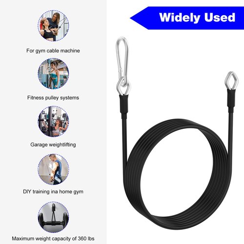 39 Inches Fitness Pulley Cable Rope for Total Gym Machine Pulley Rope, Home Gym Cable Pulley System replacement 5mm Heavy Gym Duty Pulley Cable 1000, 1500, 2000, 3000, XLS pulley pull rope - 2 Pack