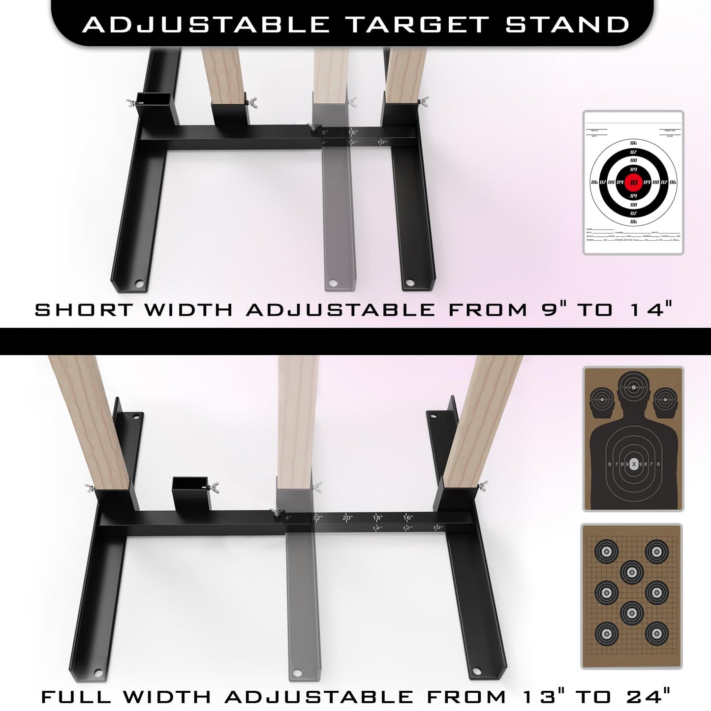 BLOODHOL Shooting Target Stand for Outdoors, Paper Target Holder with Stable Adjustable Base for Paper Shooting Targets Cardboard Silhouette, USPSA/IPSC, IDPA Practice (2 Pack)