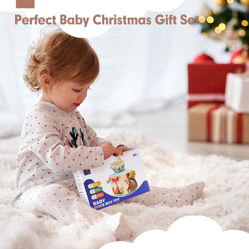hahaland Baby Tissue Box Toy - Baby Toys 6-12 Months Montessori Toys for 6 Month Old Must Haves - Babies Boy Girl Gifts 6 7 8 9 10 12 Month Old Sensory Pulling Play Scarf Toys 1 Year Old Birthday Gift