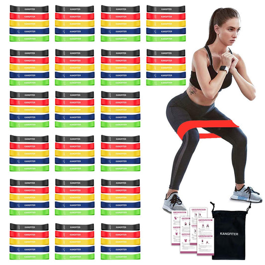 KANGFITER 100 PCS Bulk Resistance Bands, Loop Exercise Bands Set for Gym Members Sports Class Students Gift, 5 Pieces Each Set with Storage Bag, Fitness Bands for Outdoor Home Gym Yoga Pilates