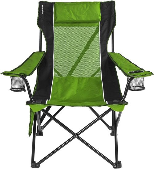 Kijaro Sling Folding Camping Chair - Enjoy The Outdoors in This Outdoor Chair with a Built-in Cup Holders and Side Organizer OR Side Cooler - Includes a Detachable Pillow