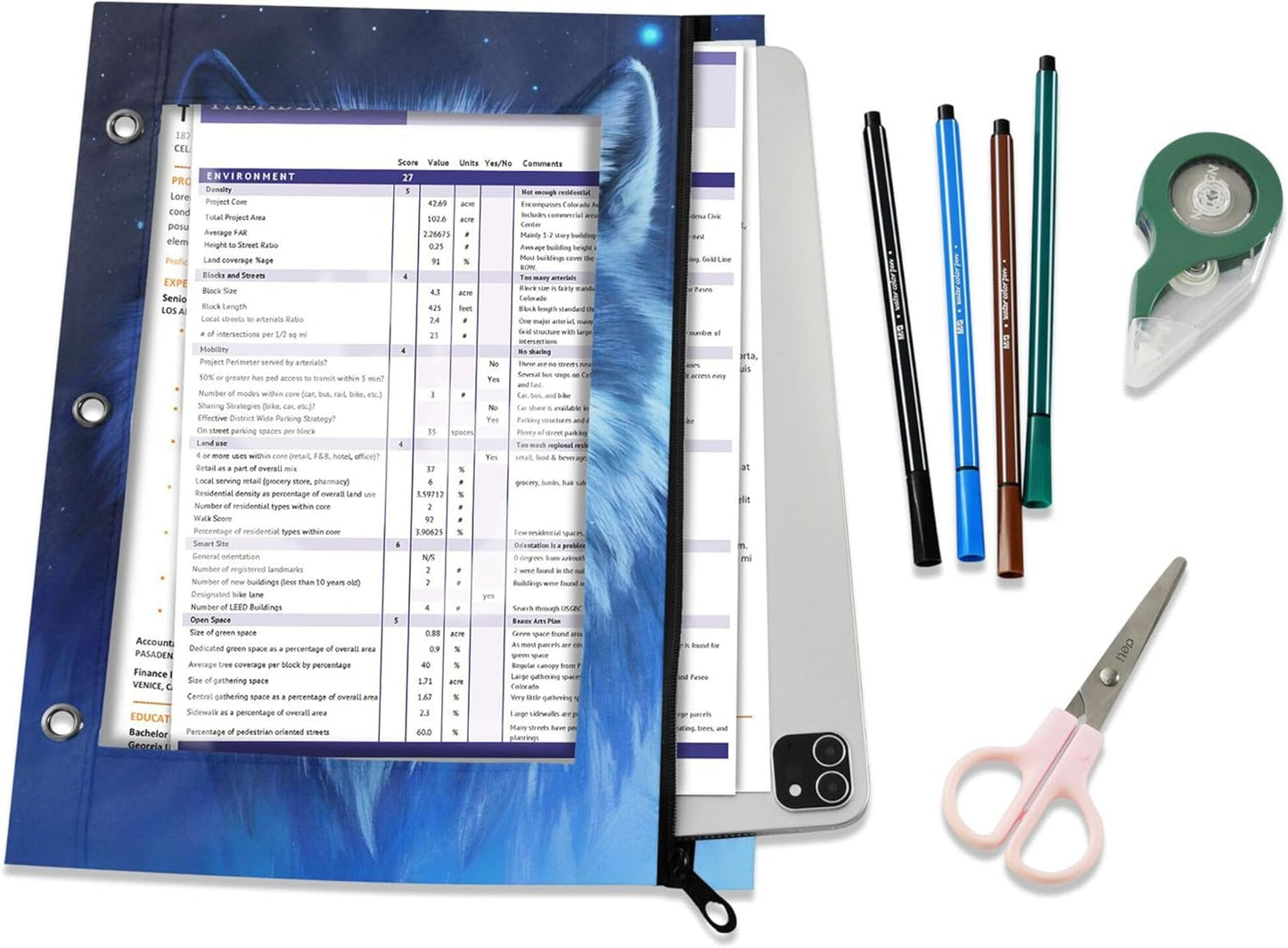 Largemouth Bass Fish 2 Pack 3 Ring Binder Pocket A4 Size Binder Pouches Clear PVC Loose Leaf Folder Sleeves Storage Bags for Files, Documents