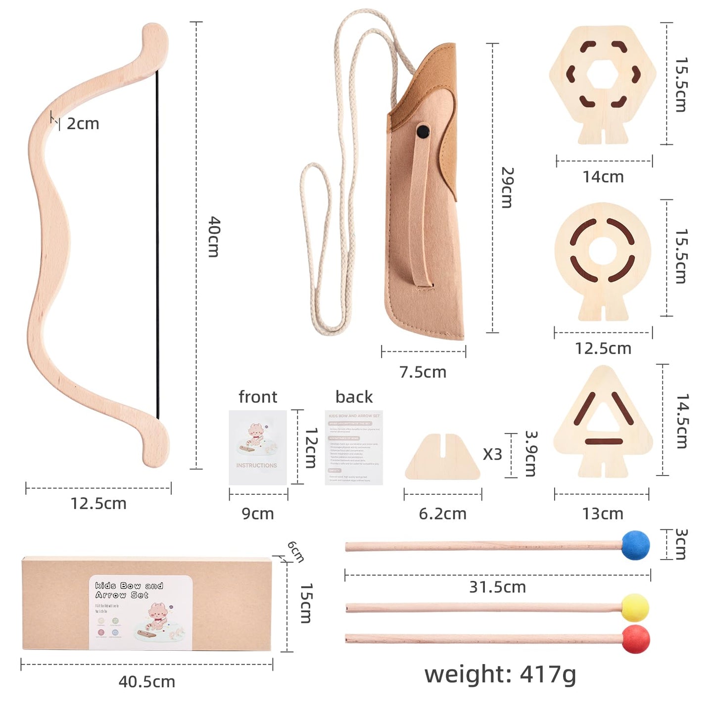 Kids Bow and Arrow Wooden Archery Toy Set for Kids Ages 3+ Bow and Arrow Set Includes 3 Arrows 3 Targets Quiver Indoor and Outdoor Toys for Children Boys Girls
