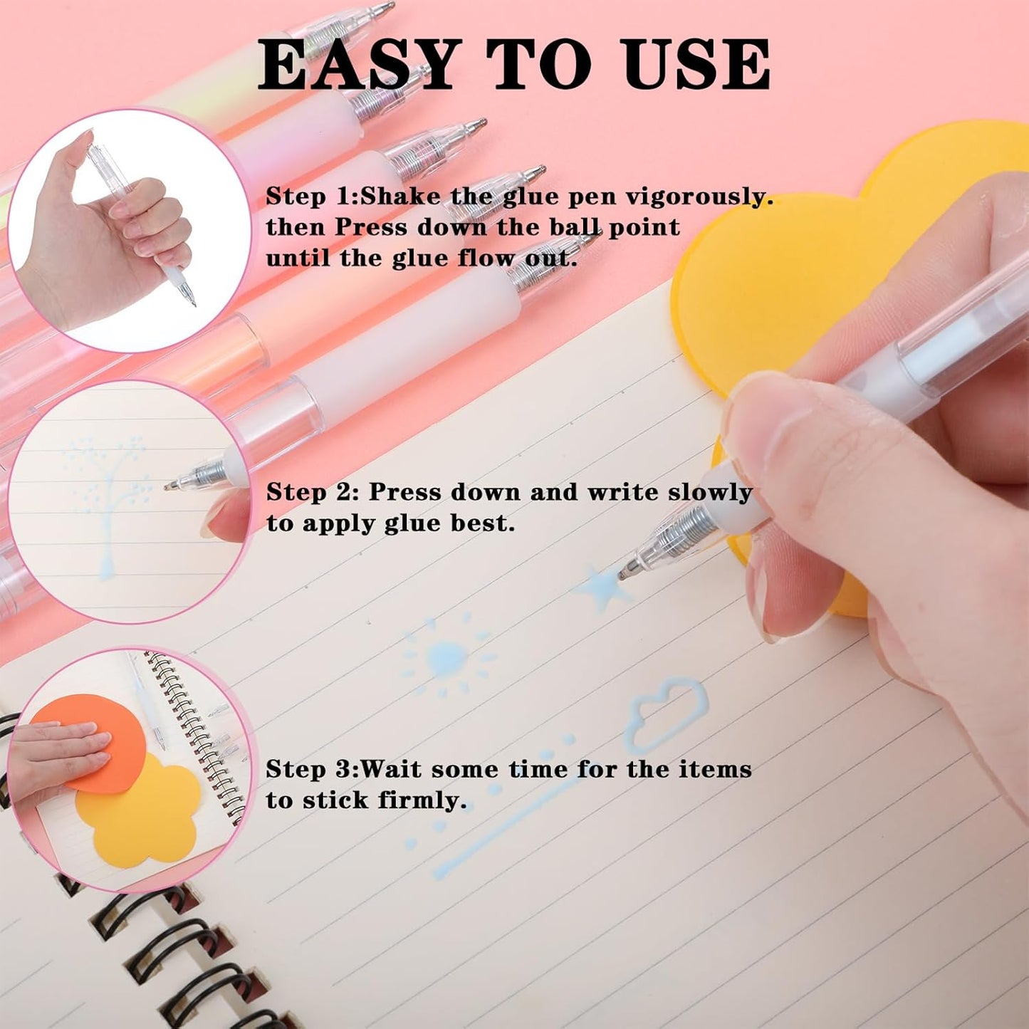 12Pcs Quick Dry Glue Pen Ballpoint Roller Glue Pen, Apply Glues Like Writing Easy Precise Control Fine Tip Tacky Pens Classroom Supplies for Crafting Scrapbook Card Making Foil Calligraphy Artist