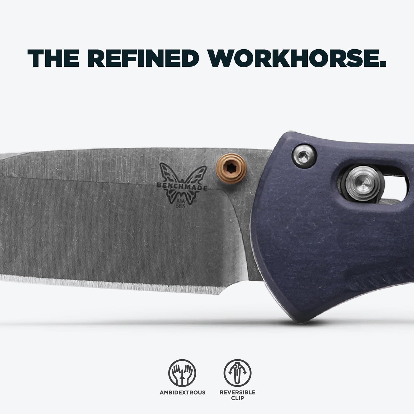 Benchmade - Mini Barrage 585 EDC Knife, Drop-Point Blade Blue Canyon Richlite Handle (585-03)