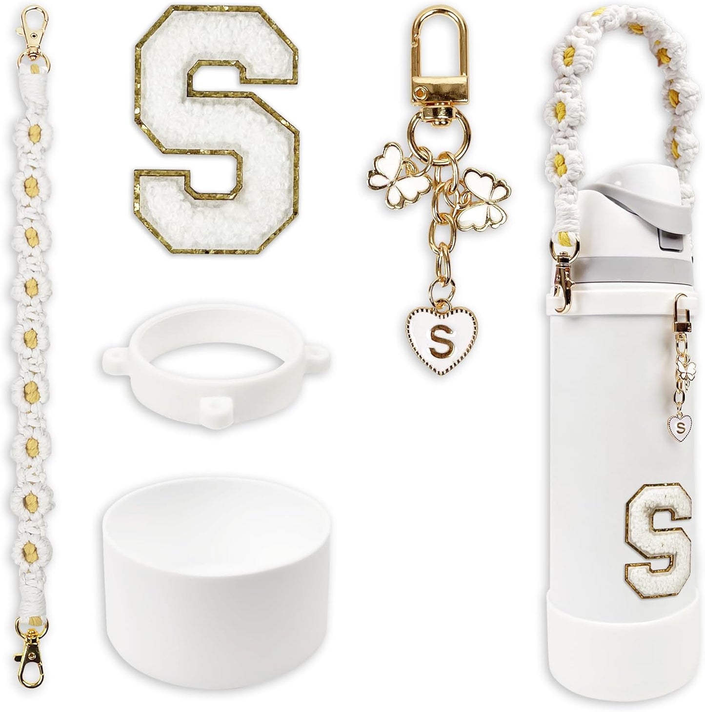 Silicone Boot Monogram Set for Owala Water Bottles | Cute Pink & Black Accessories
